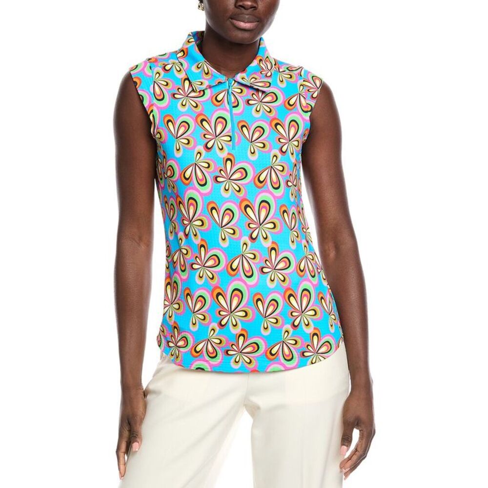 Ibkul Womens  Sleeveless Polo Shirt, Blue